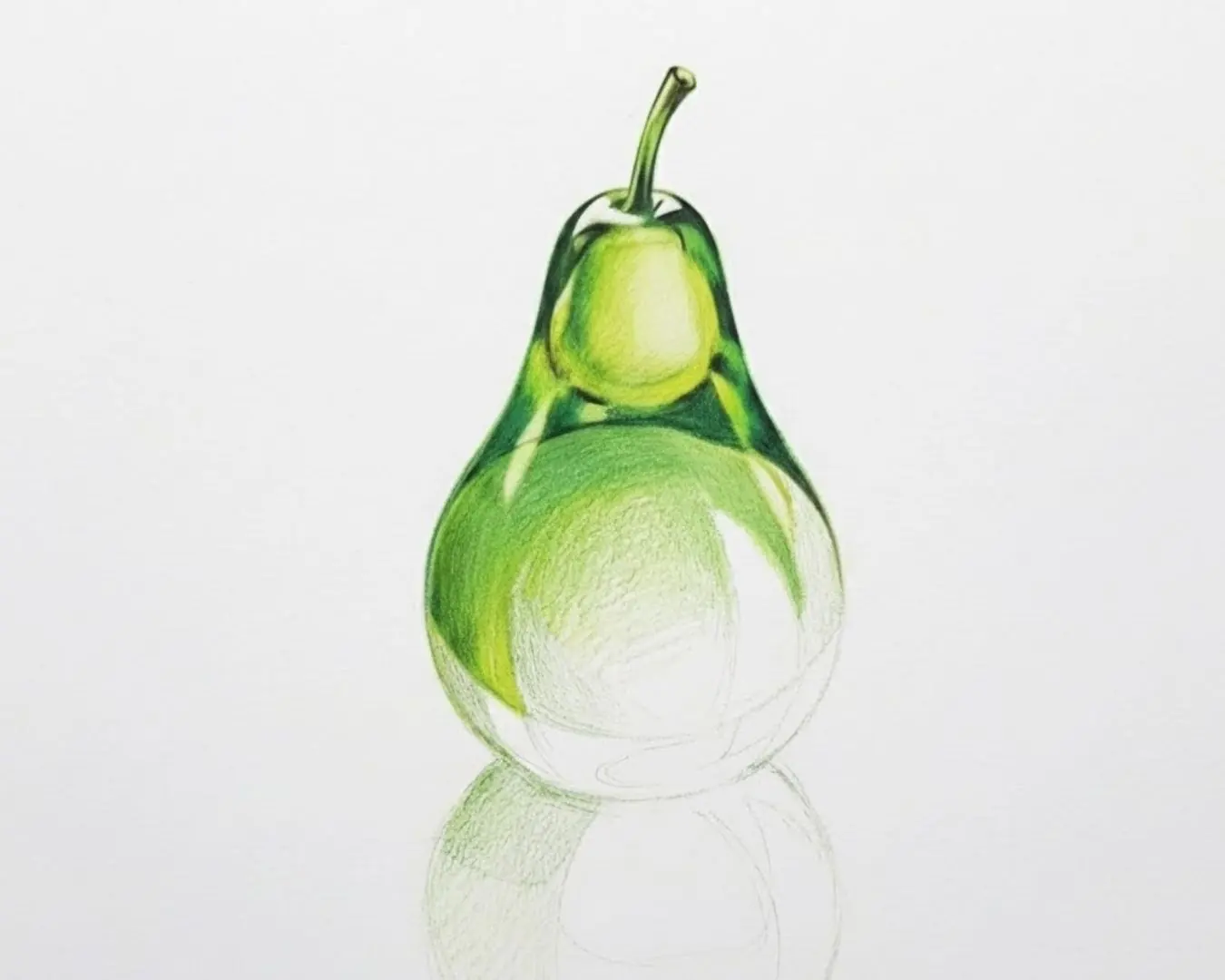 A glass pear built up layer by layer, showing how the glass effect comes from the layering order